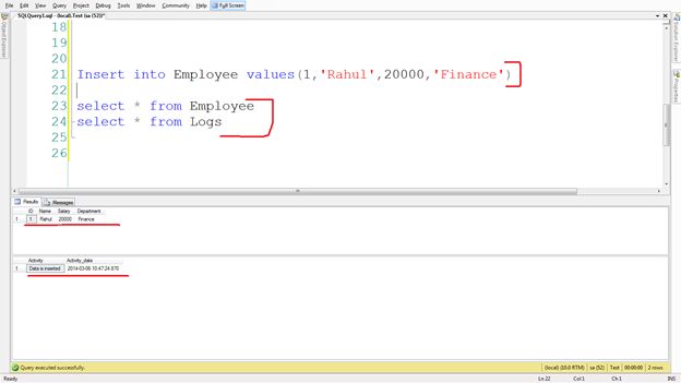 Insert the data in the Employee table